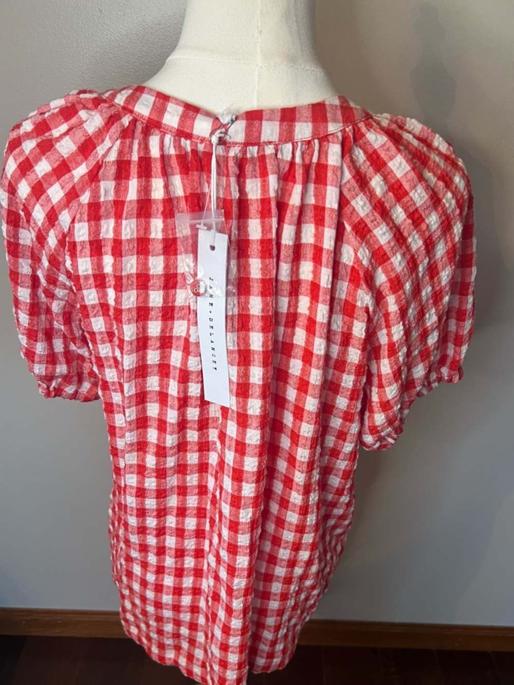Jane and Delancey Women’s Red White& Blouse Gingham Check Button Up Small - Picture 4 of 8